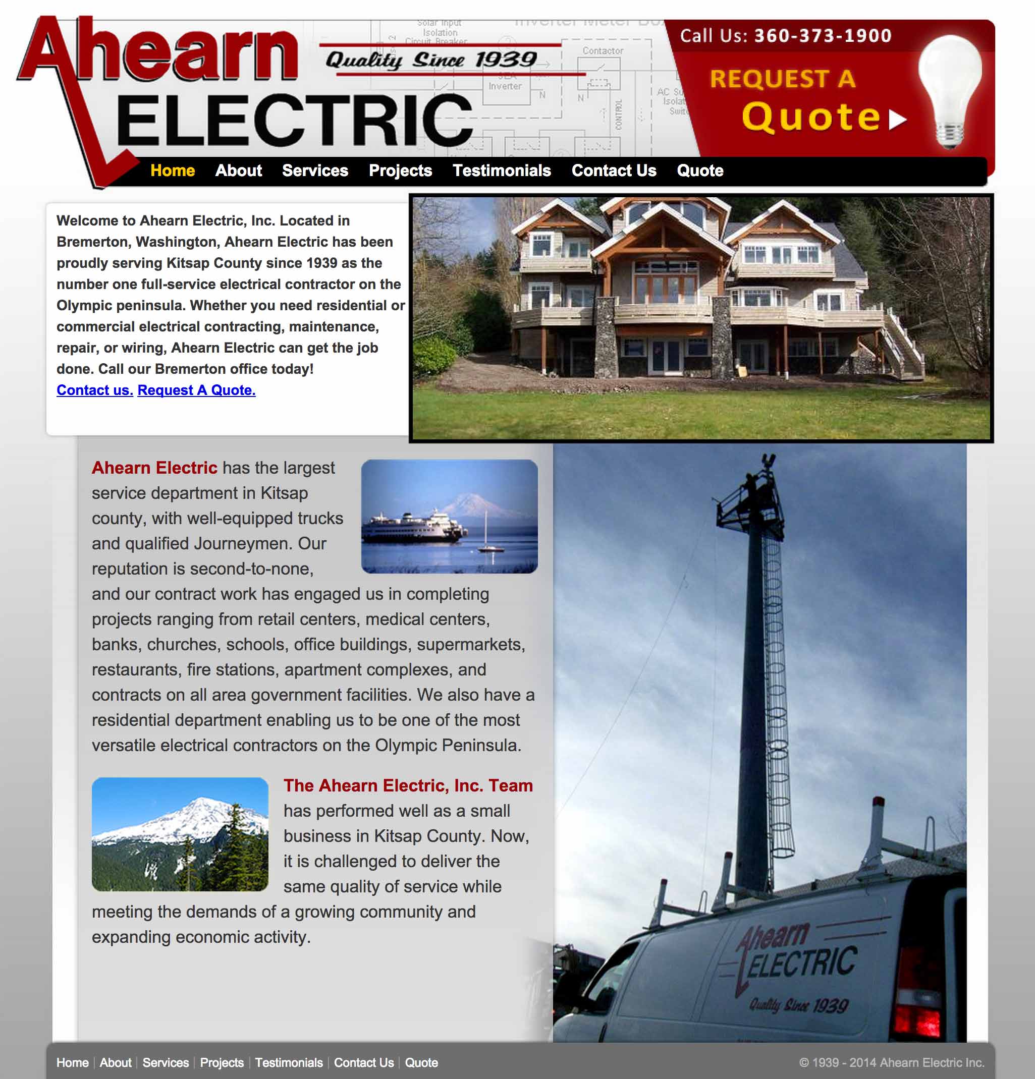 Screen shot of the Ahearn Electric web site by Lee Powers.