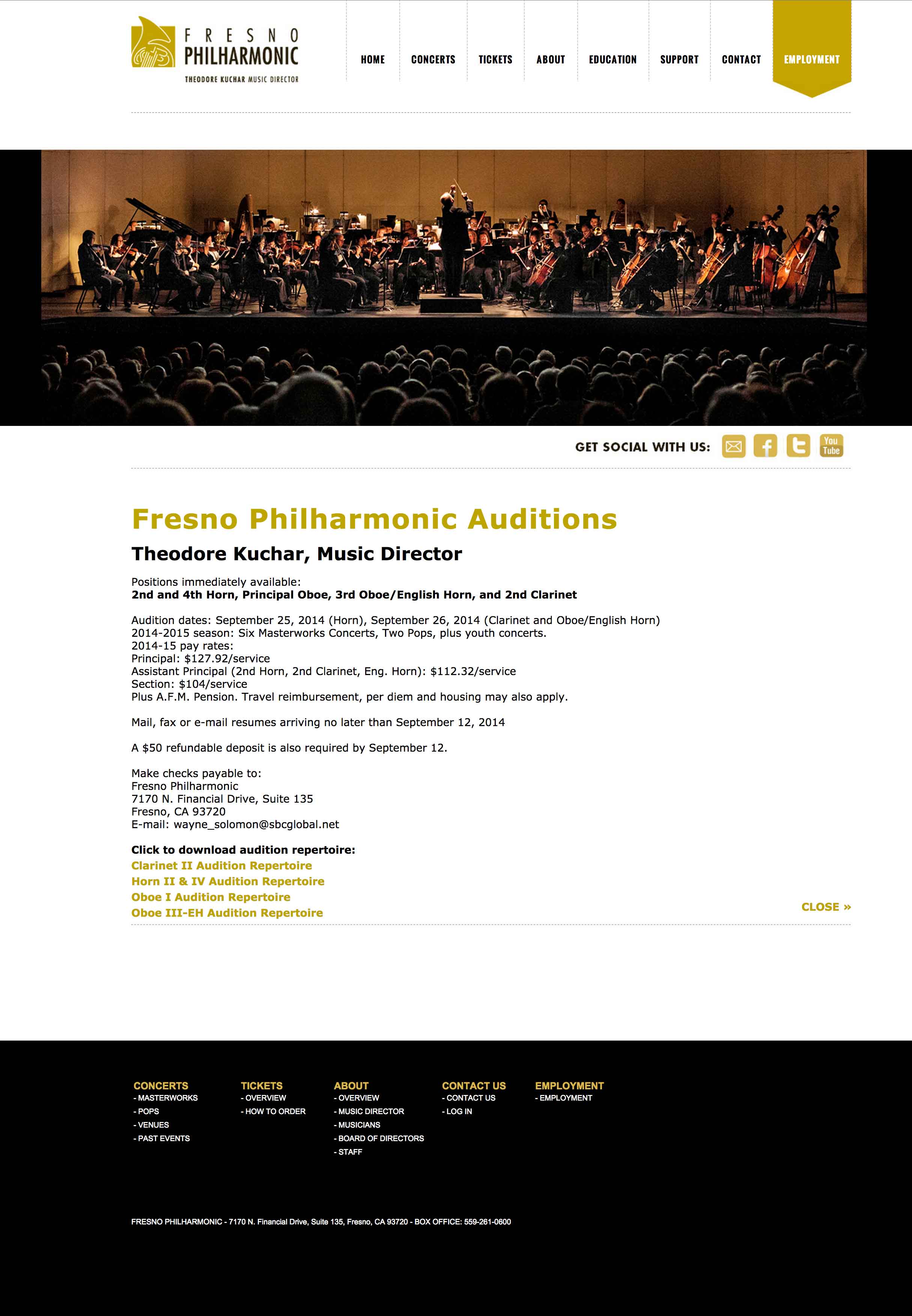 Screen shot of the Fresno Philharmonic web site by Lee Powers.