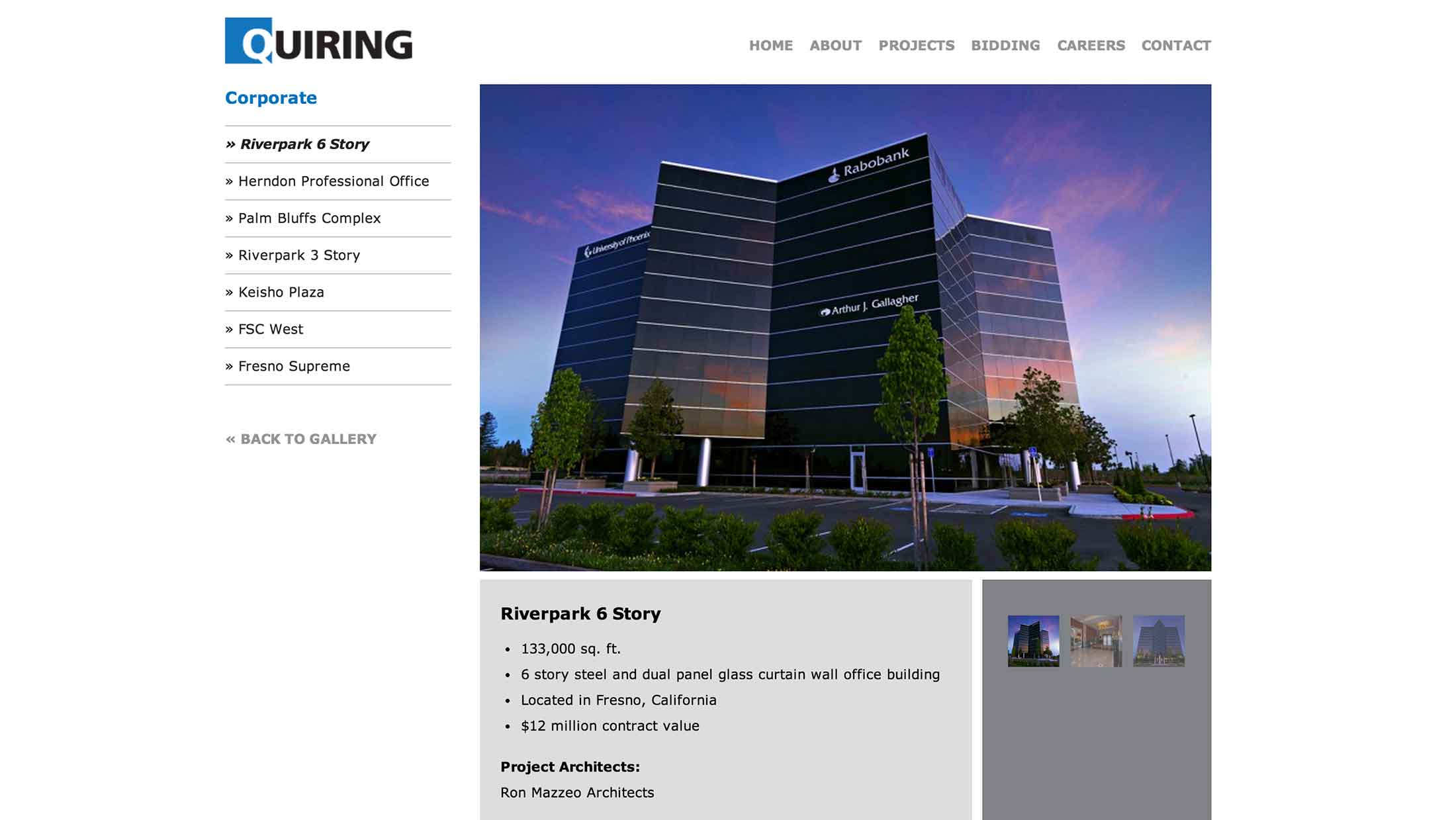 Screen shot of the Quiring Wordpress web site by Lee Powers