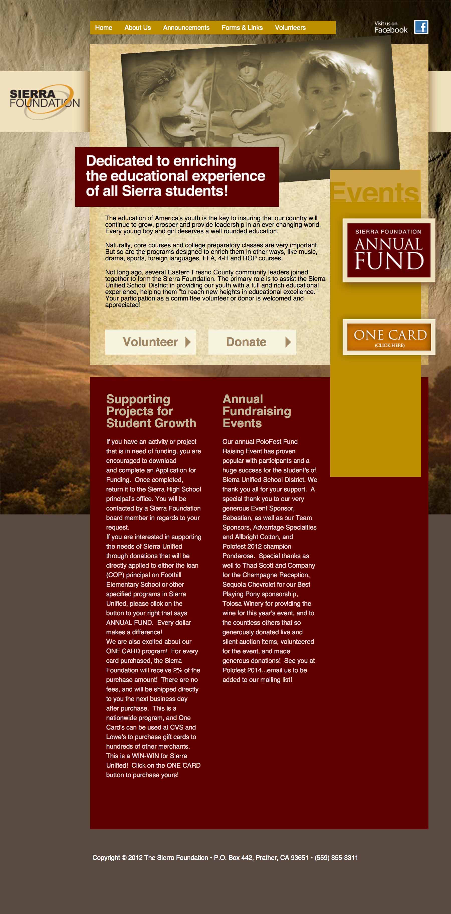 Screen shot of the The Sierra Foundation web site by Lee Powers.