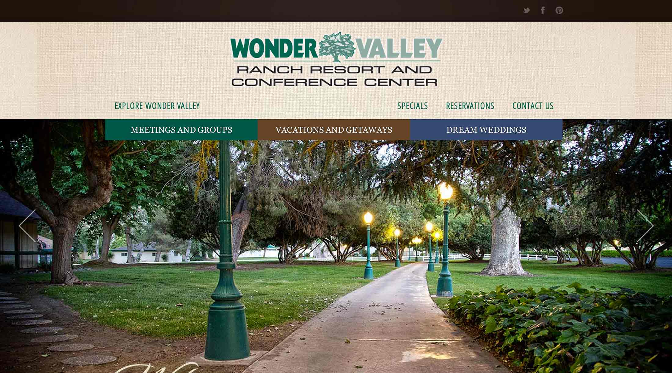 Screen shot of the Wonder Valley Wordpress multi-site install by Lee Powers.