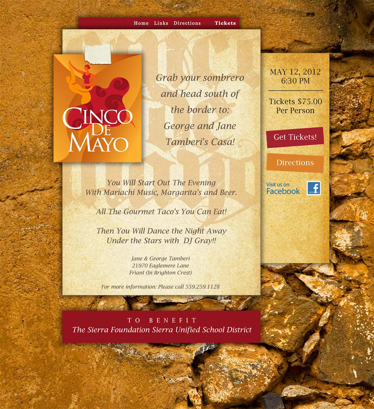 Screen shot of the The Cinco de Mayo web site by Lee Powers.