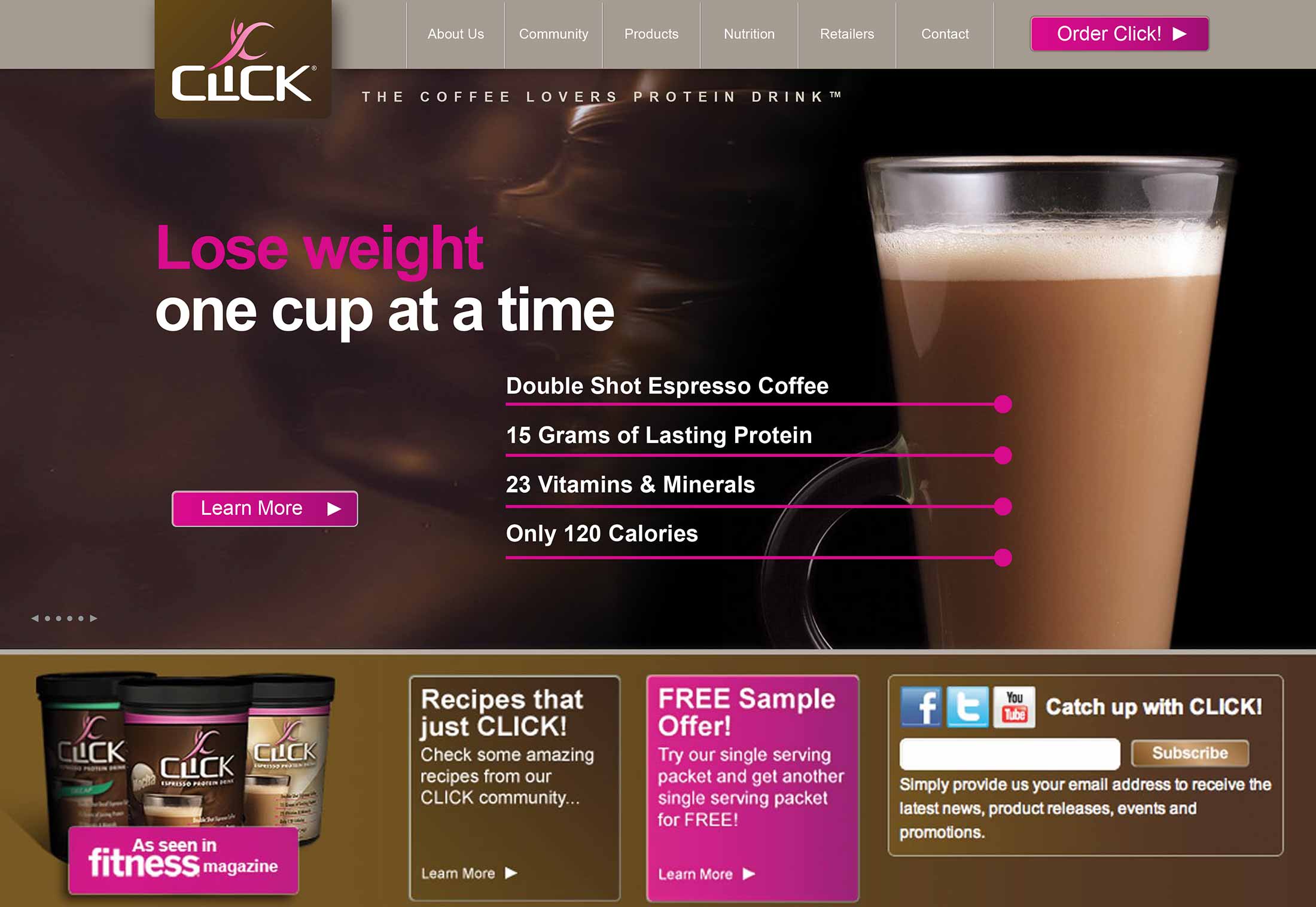 Screen shot of the Click web site by Lee Powers