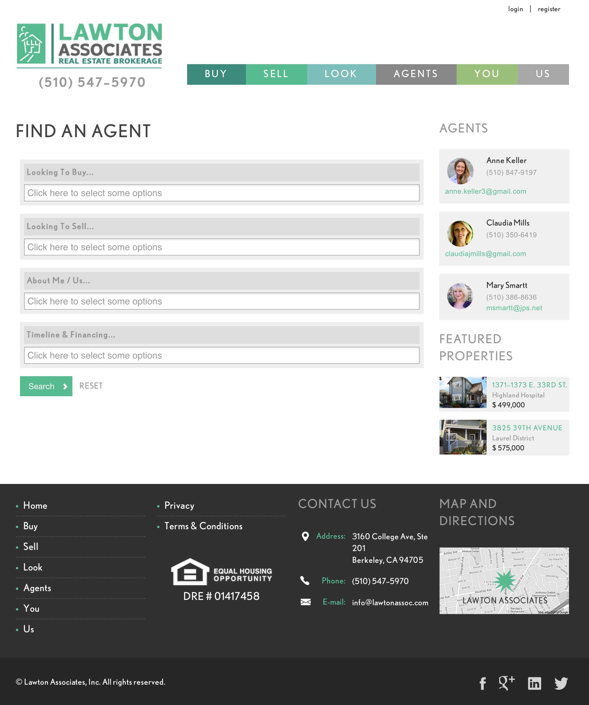 Screen shot of Lawton & Associates 'Find an Agent' plugin by Lee Powers.