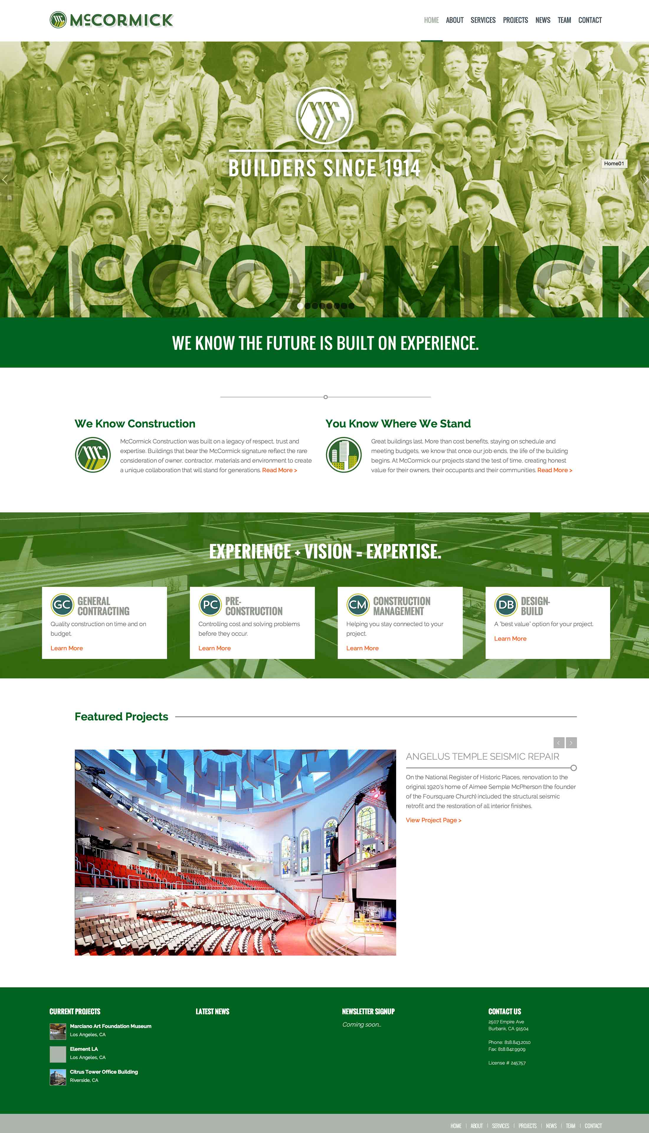 Screen shot of the McCormick Construction web site by Lee Powers.